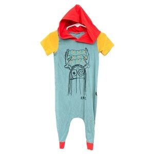 Rags to Raches Trinny Monster Holiday Lights Short Sleeve Hooded Romper 18-24 Mo